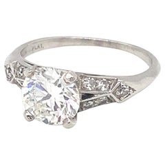 Art Deco Platinum Engagement Ring with 1.25ct Old European-Cut Diamond
