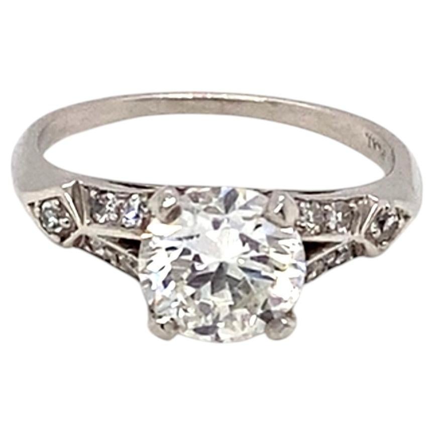 Art Deco Platinum Engagement Ring with 1.25ct Old European-Cut Diamond