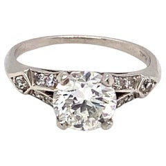 Art Deco Platinum Engagement Ring with 1.25ct Old European-Cut Diamond