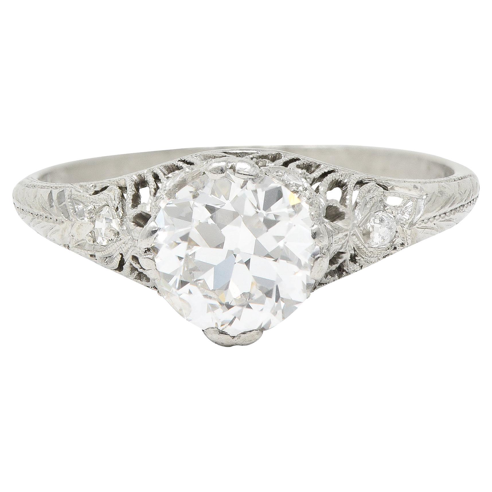 Art Deco 1.25 CTW Old European Diamond Platinum Festoon Antique ...