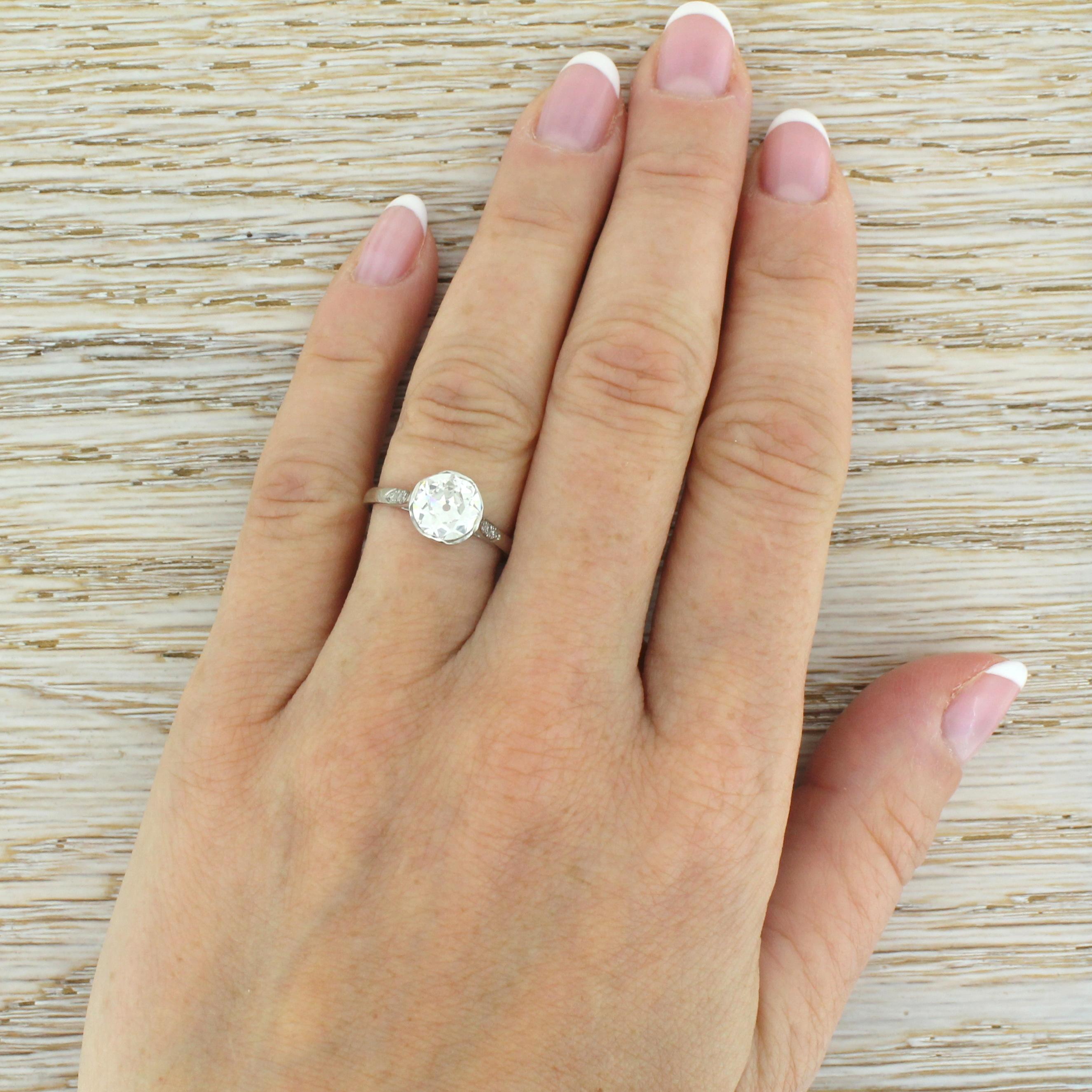Women's Art Deco 1.26 Carat Old Cut Diamond Engagement Ring For Sale