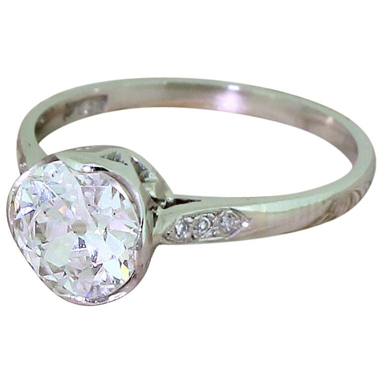 Art Deco 1.26 Carat Old Cut Diamond Engagement Ring For Sale