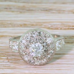 Art Deco 1.26 Carat Transitional Cut Diamond Cluster Ring