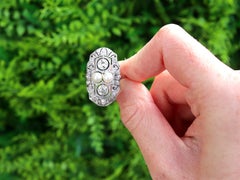 Art Deco 1.27 Carat Diamond and Pearl White Gold Cocktail Ring