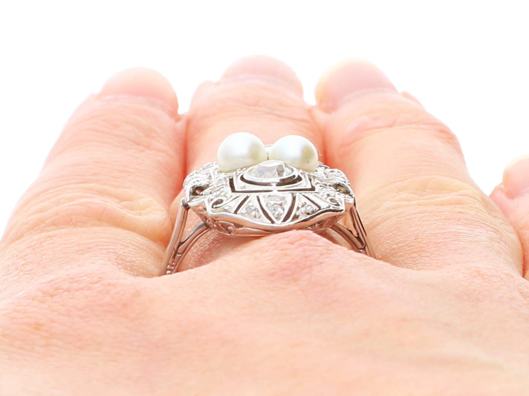 Art Deco 1.27 Carat Diamond and Pearl White Gold Dress Ring For Sale 3