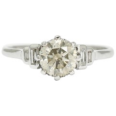 Art Deco 1.27 Carat Fancy Color Diamond Solitaire Engagement Ring