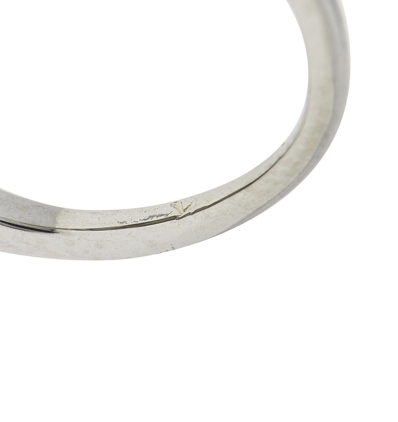 Art Deco 1.27 CTW European Diamond Sapphire 18 Karat White Gold Engagement Ring For Sale 3