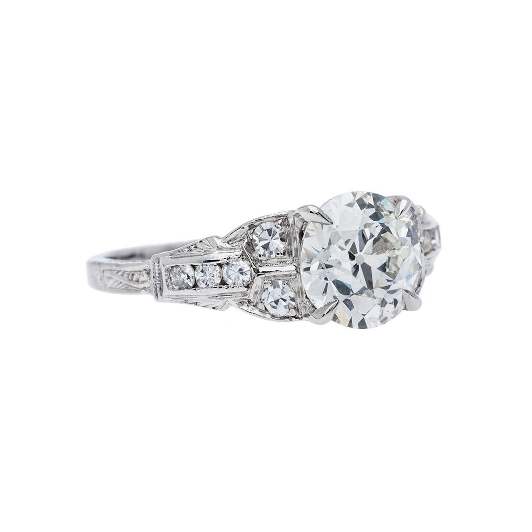 Art Deco 1.28 Carat Diamond Platinum Engagement Ring 1