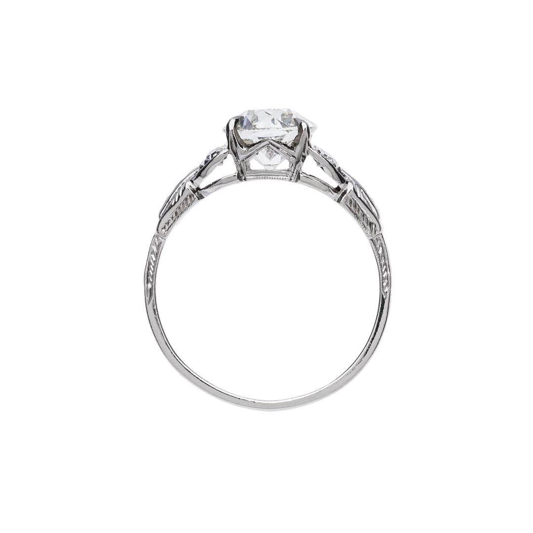 Art Deco 1.28 Carat Diamond Platinum Engagement Ring 2