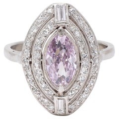 Art Deco 1.28 CTW Fancy Pink Diamond Platinum Vintage Halo Engagement Ring GIA