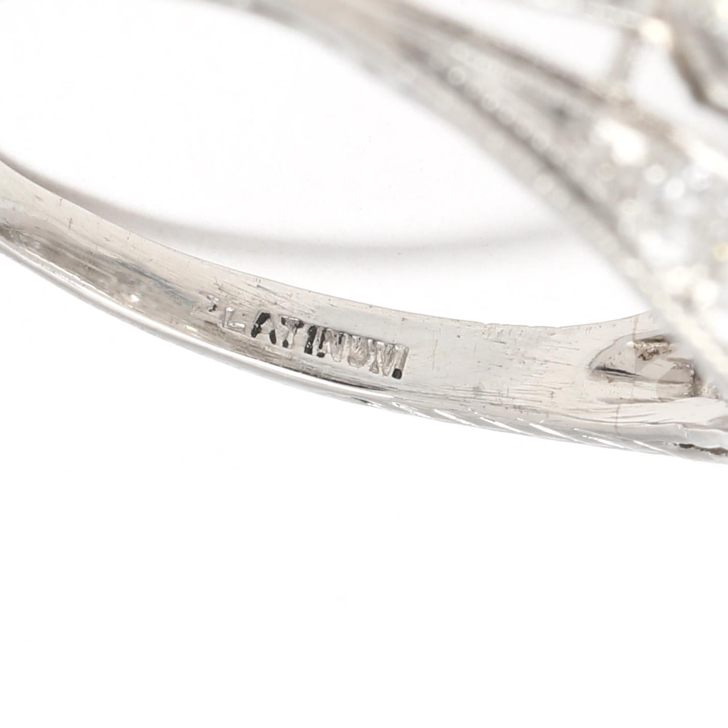 Women's or Men's Art Deco 1.28ctw Diamond Dome Ring, Platinum, Ring Size 7.75 For Sale