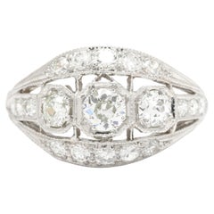 Art Deco 1,28ctw Diamond Dome Ring, Platin, Ringgröße 7,75