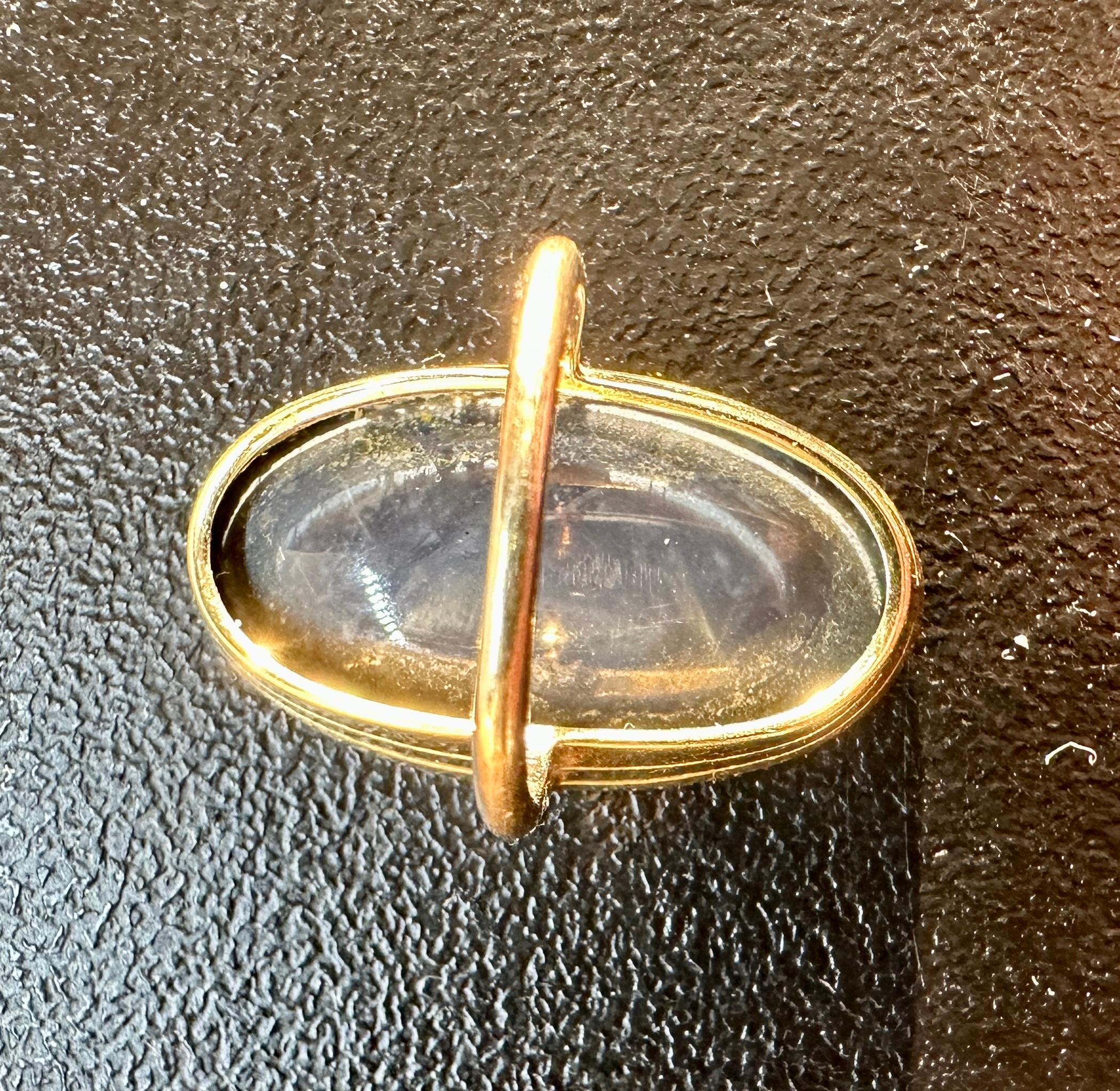 Art Deco 13 Carat Black Opal Ring 14 Karat Gold Antique Cocktail Statement Ring For Sale 4