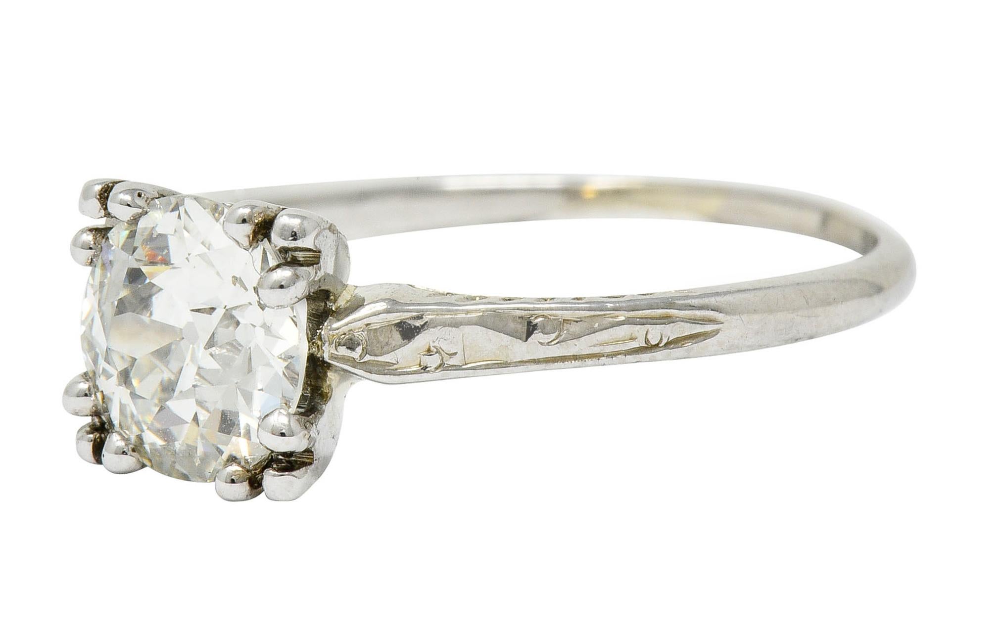 Art Deco 1.30 Carat Diamond 20 Karat White Gold Engagement Ring GIA 1