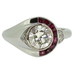 Anello Art Déco con diamante e rubino da 1,30 carati