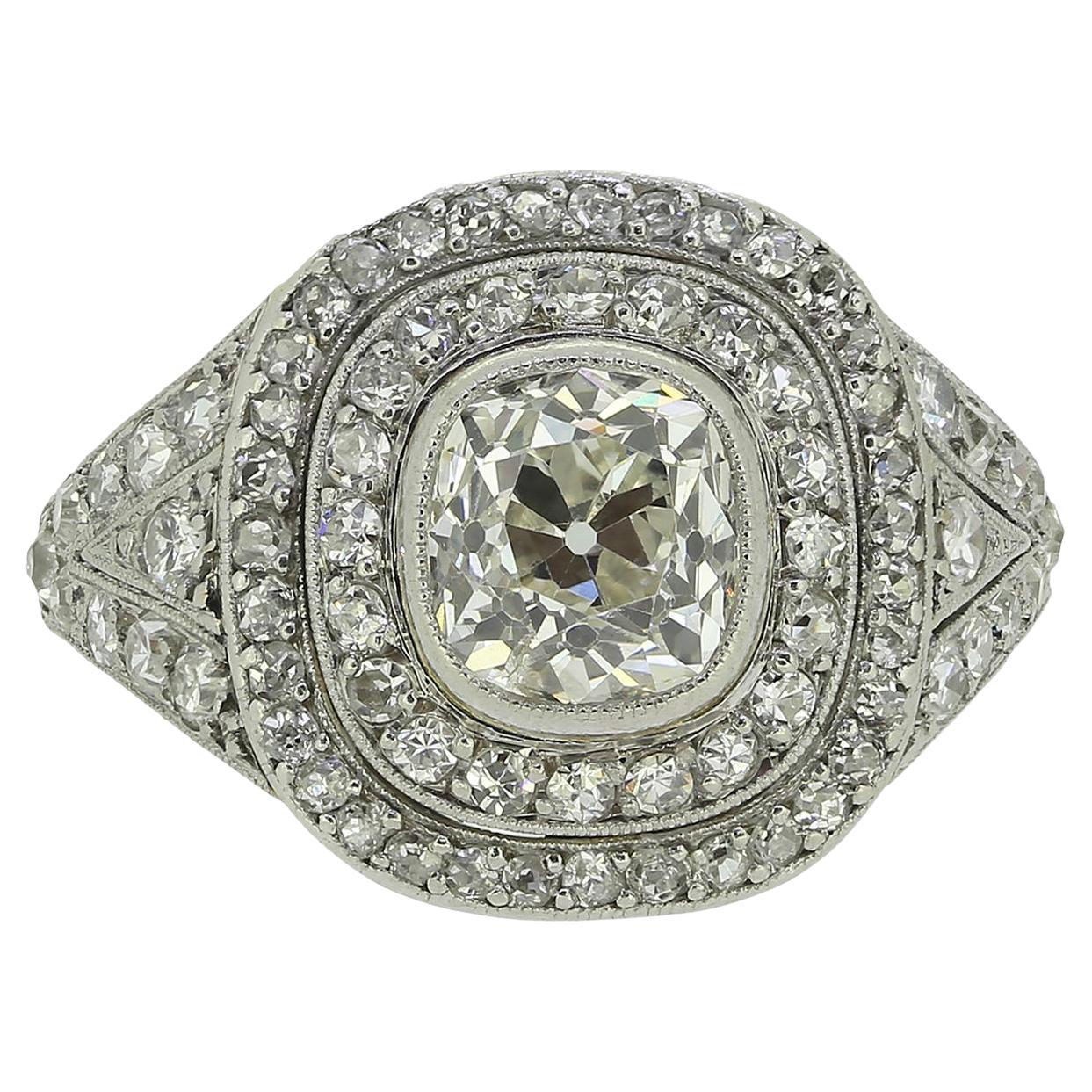 Art Deco 1.30 Carat Diamond Cluster Ring
