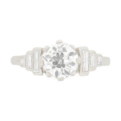Art Deco 1.30 Carat Diamond Solitaire Engagement Ring, circa 1920s
