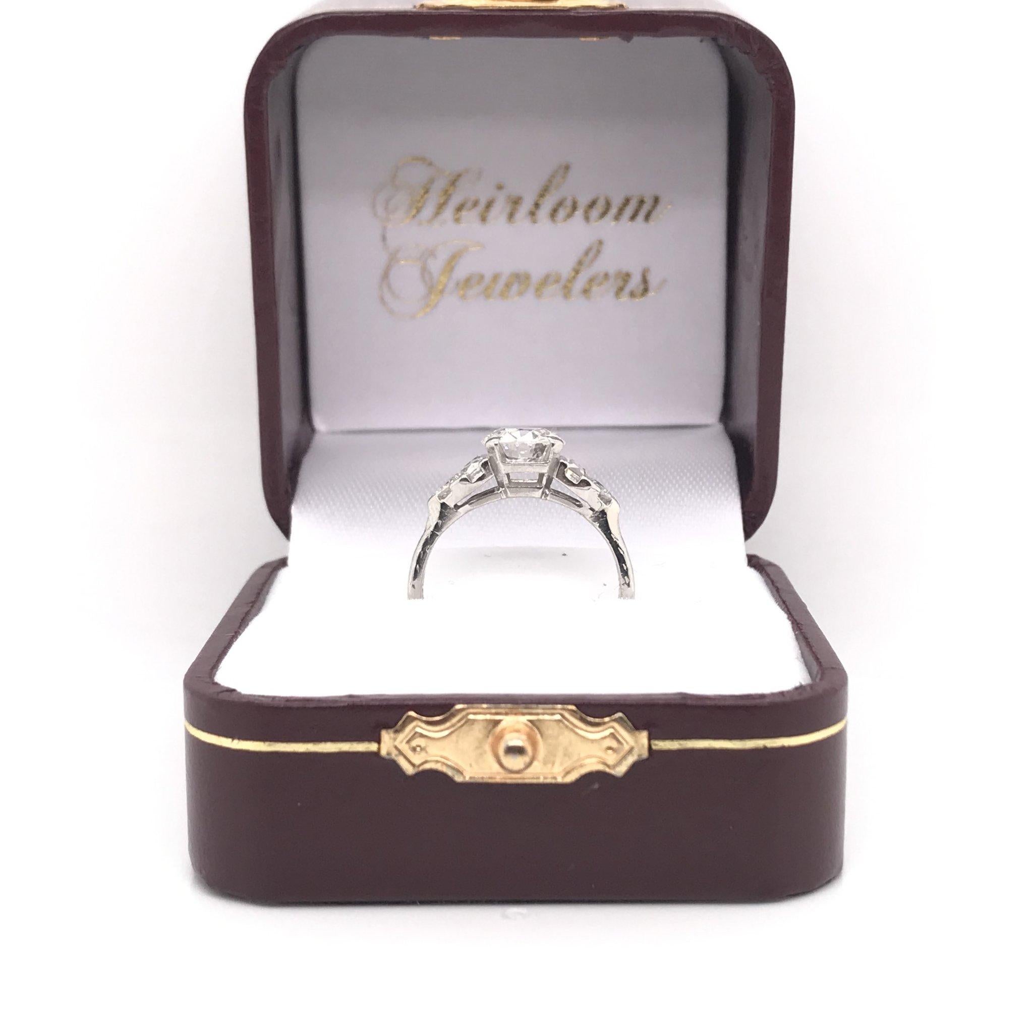 Art Deco 1.30 Carat French Cut Platinum Engagement Ring 7