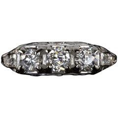 Art Deco 1.30 Carat Three-Stone Diamond Ring