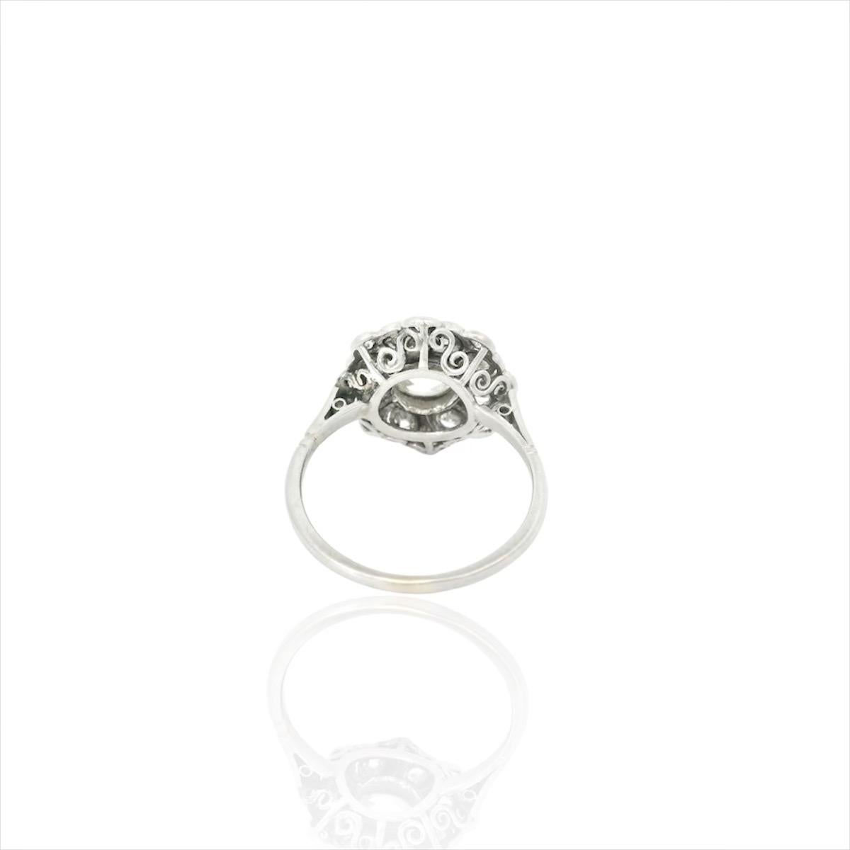 Bague Art déco 1.30 Carats diamant taille ancienne or 18K Unisexe en vente