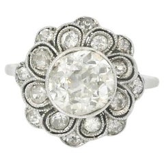 Anello Art déco con diamante taglio vecchio da 1,30 carati, oro 18 carati