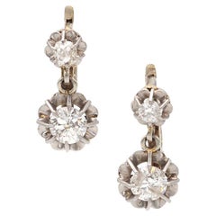 Art Deco 1.30 ct diamond earrings in 18 karat white gold, Edwardian jewelry