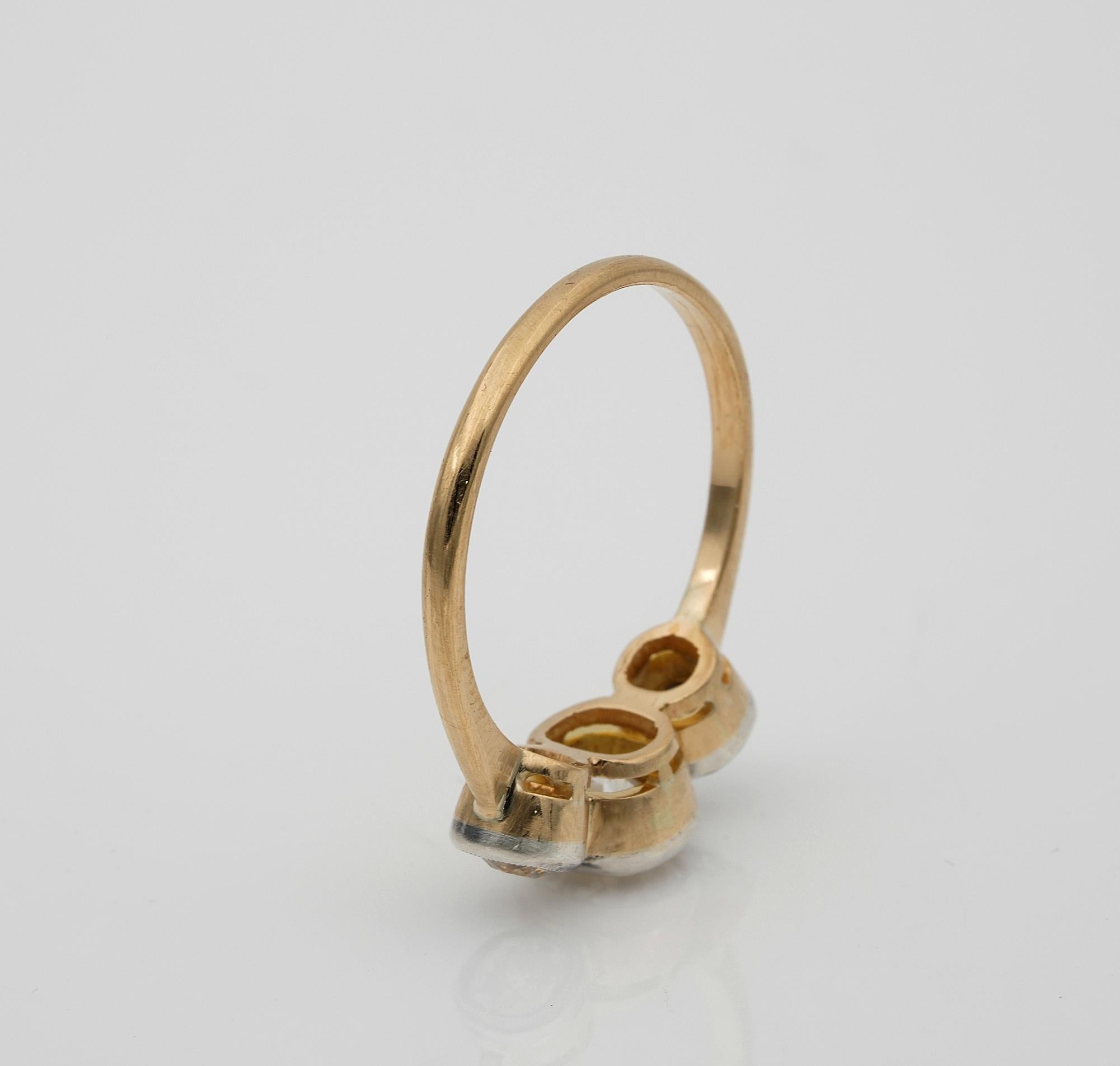 Art Deco 1.30 Carat Old Mine Diamond Trilogy Ring For Sale 2