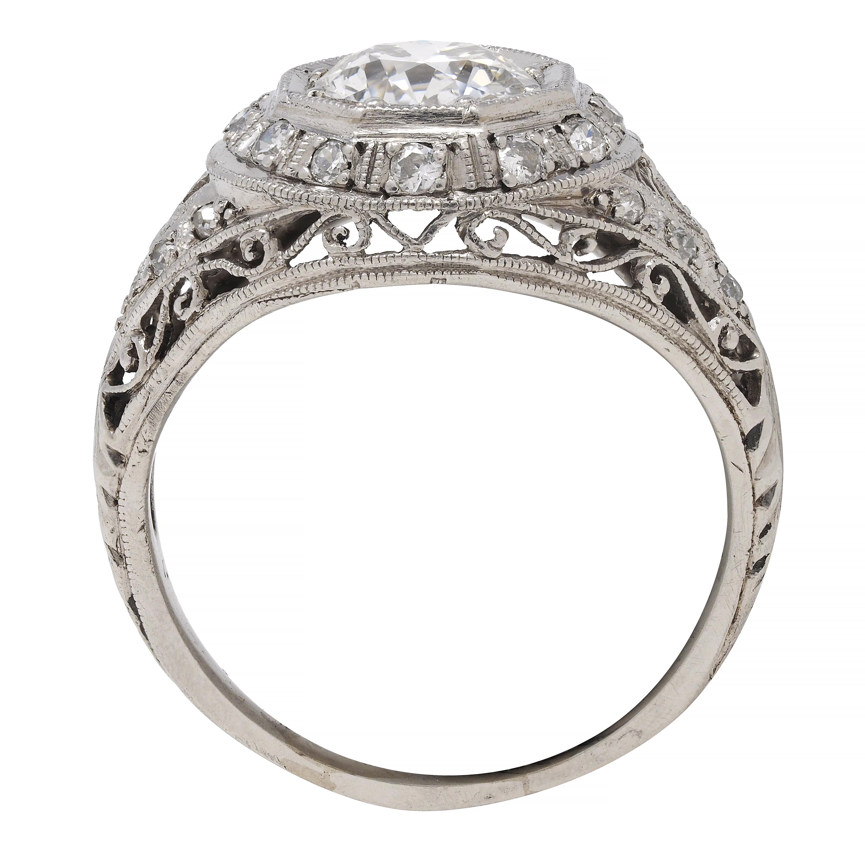 Art Deco 1.30 CTW Diamond Platinum Octagonal Bombay Vintage Engagement Ring 5
