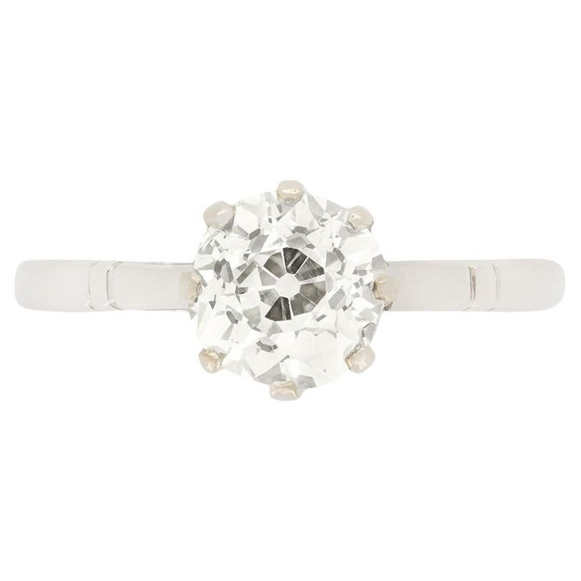 Bague solitaire Art déco avec diamant 1,30 carat, c. 1920