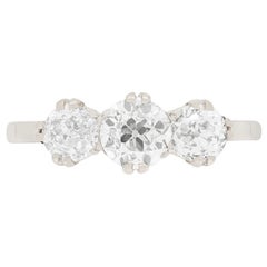 Art Deco 1.30ct Diamond Three Stone Ring, c.1920s
