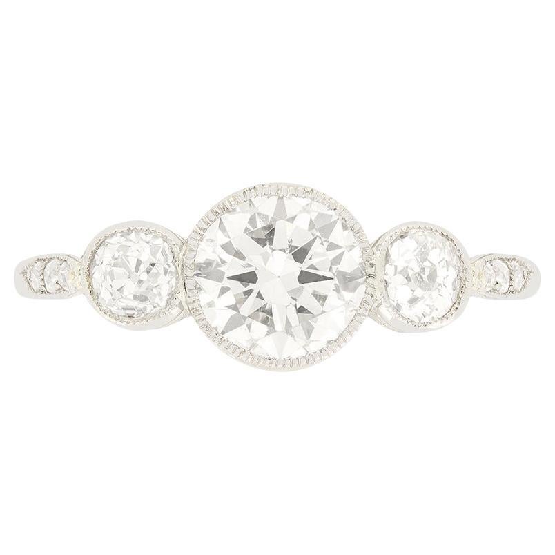 Art Deco 1.30ct diamond Trilogy Ring, c.1920s For Sale
