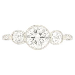 Art Deco 1.30ct diamond Trilogy Ring, c.1920s