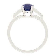 Art Deco 1.30 Carat Sapphire and Diamond Solitaire Ring, circa 1920s