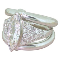 Art Deco 1.31 Carat Old Marquise Cut Diamond Ring