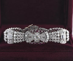 Bracciale Art Deco 13,10 carati di diamanti 2,80 carati di rubini naturali 18 KT