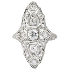 Art Deco 1.32 Carat Diamond and Platinum Dinner Ring