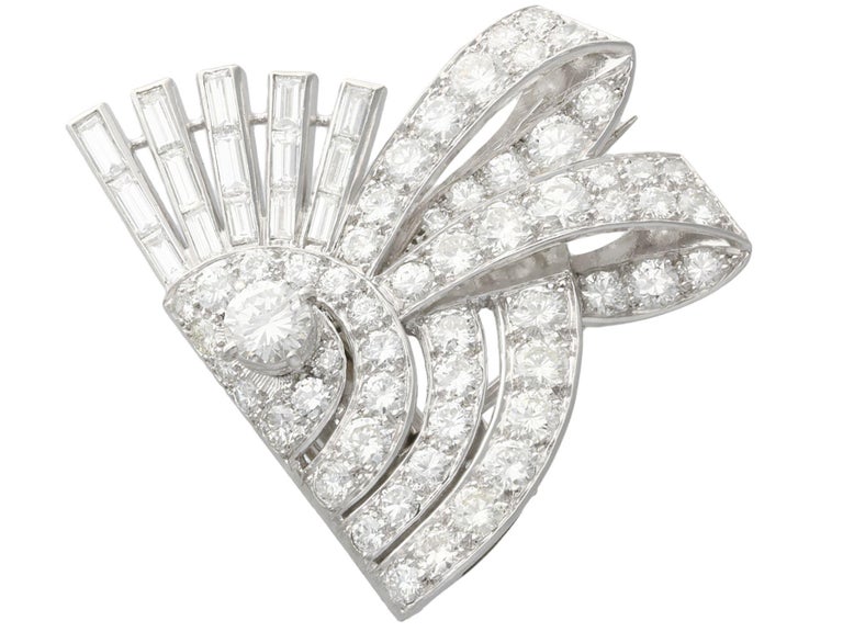 Art Deco 13.22 Carat Diamond and Platinum Duette Double Clip Brooch at ...