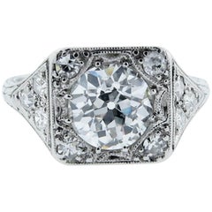 Antique Art Deco 1.34 Carat Diamond Platinum Ring
