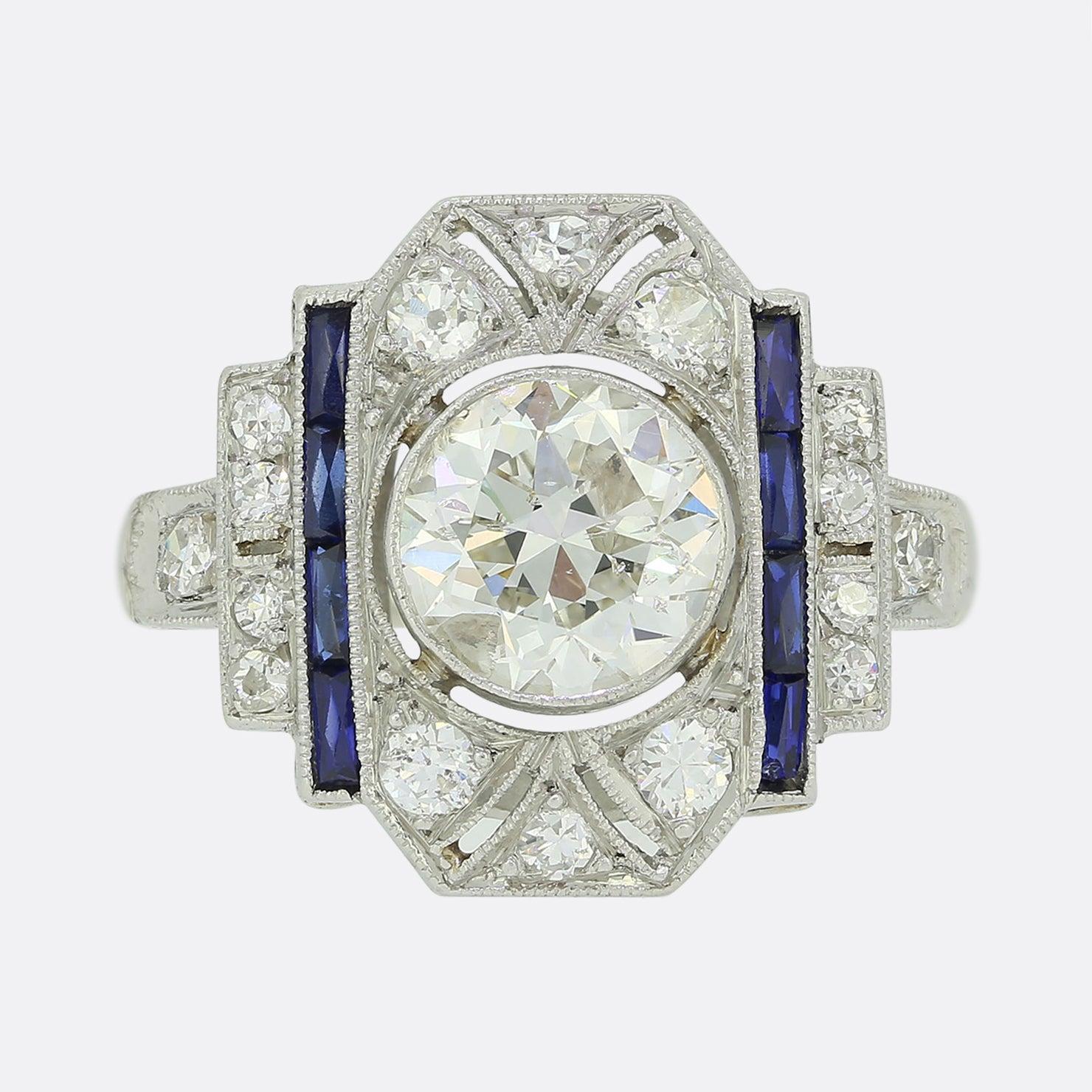 Art Deco 1.35 Carat Diamond Engagement Ring