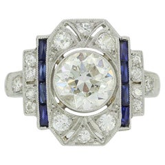 Anello di fidanzamento Art Déco con diamante da 1.35 carati