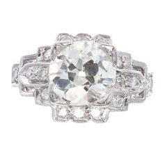 Art Deco 1.35 Carat Diamond Platinum Engagement Ring