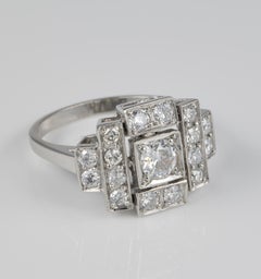 Art Deco 1.35 Carat Diamond Platinum Ring