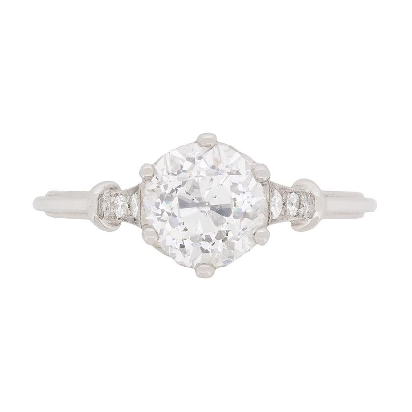 Art Deco 1.35 Carat Diamond Solitaire Engagement Ring, circa 1930s