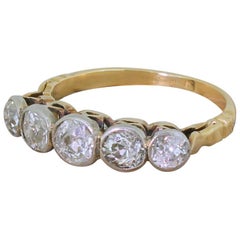 Art Deco 1.35 Carat Old Cut Diamond Five-Stone Ring