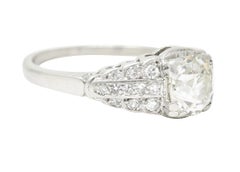 Art Deco 1.35 Carats Diamond Platinum Square Form Vintage Engagement Ring