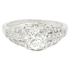 Art Deco 1.35 Carats Diamond Platinum Square Form Antique Engagement Ring