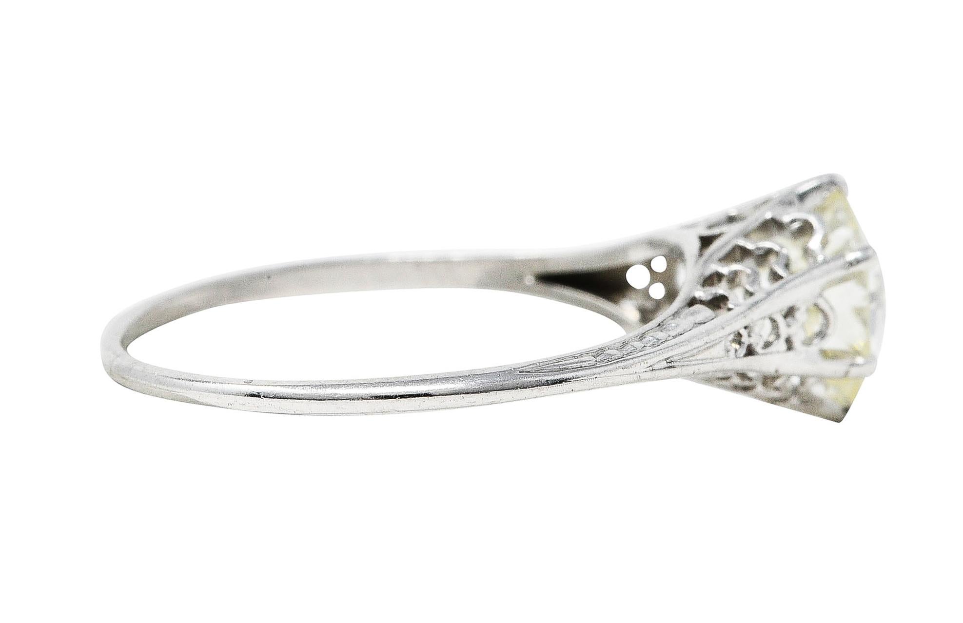 Art Deco 1,35 Karat Diamant Platin Trellis Verlobungsring (Art déco) im Angebot