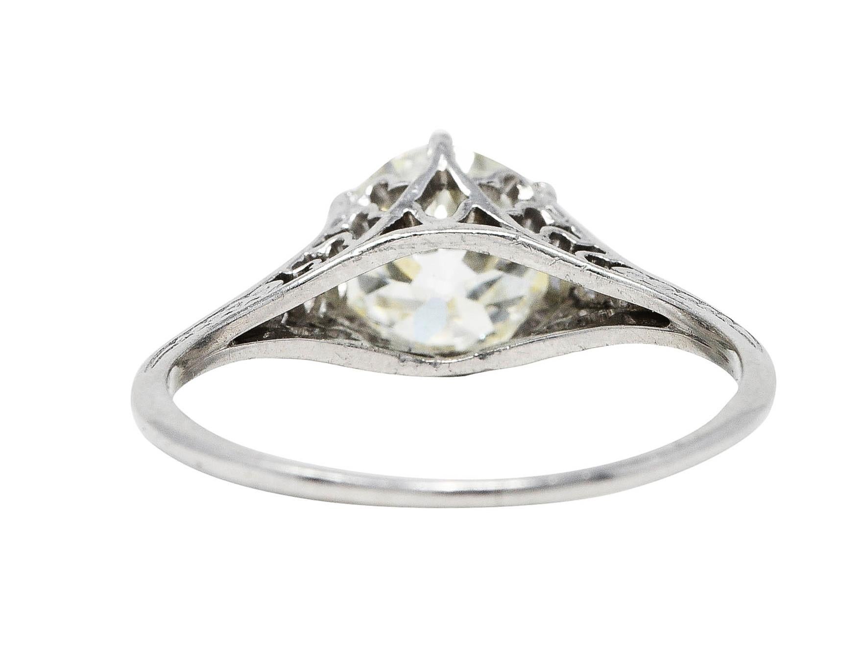 Art Deco 1.35 Carats Diamond Platinum Trellis Engagement Ring In Excellent Condition For Sale In Philadelphia, PA