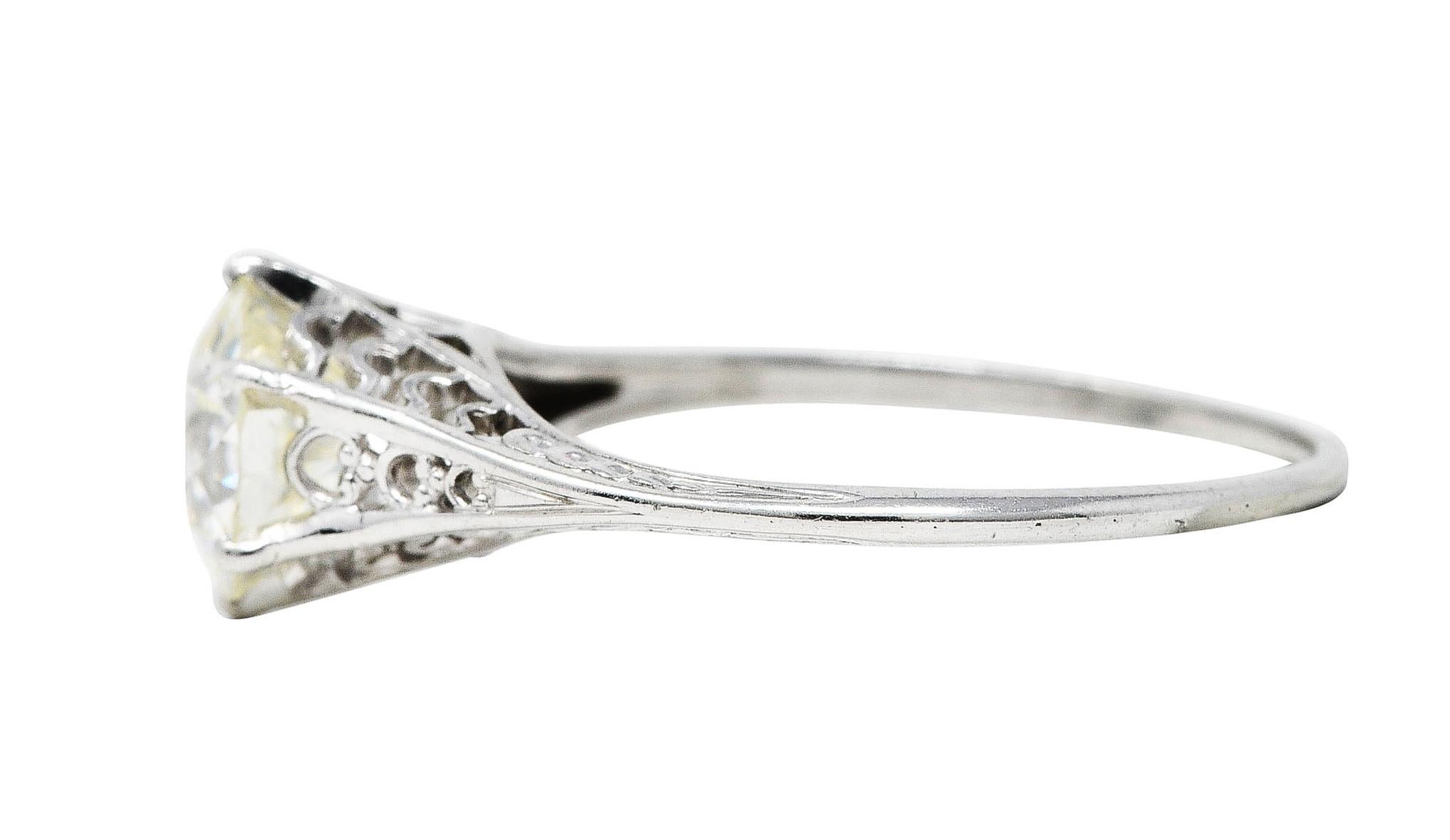 Art Deco 1,35 Karat Diamant Platin Trellis Verlobungsring im Zustand „Hervorragend“ im Angebot in Philadelphia, PA