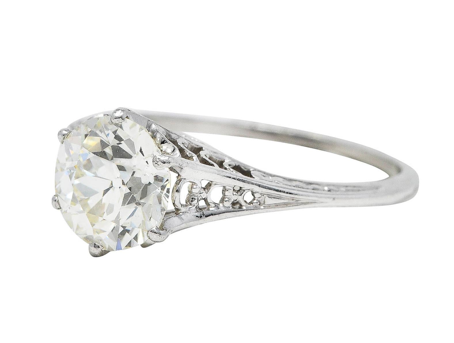Art Deco 1.35 Carats Diamond Platinum Trellis Engagement Ring For Sale 1